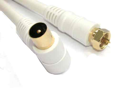 PAL Plug Right Angle to F Plug TV Cable 5m